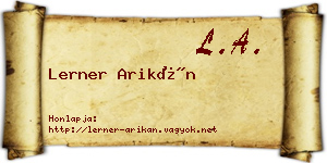 Lerner Arikán névjegykártya
